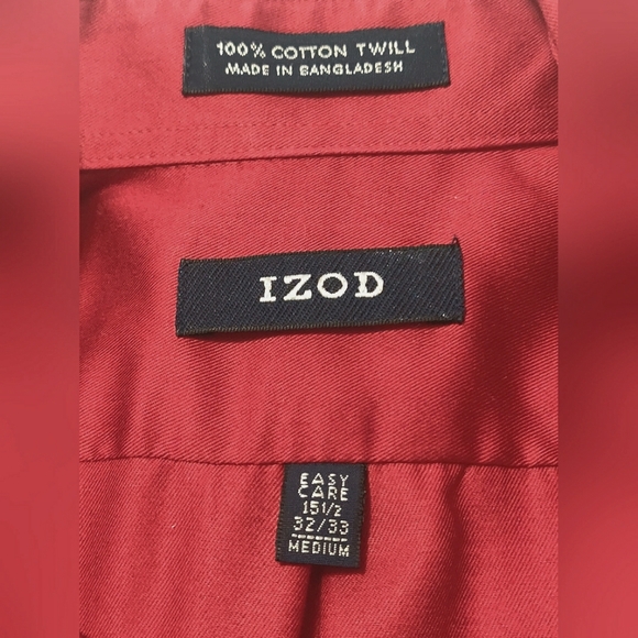 Izod deep red button down shirt. - Picture 8 of 8